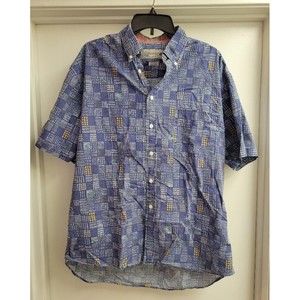 VTG Pure Stuff Hawaiian Geometric Button Down Shirt Mens Size Large 100% Cotton